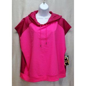 Avia Women's Pink Colorblock Short Sleeve Lightweight Hoodie XL